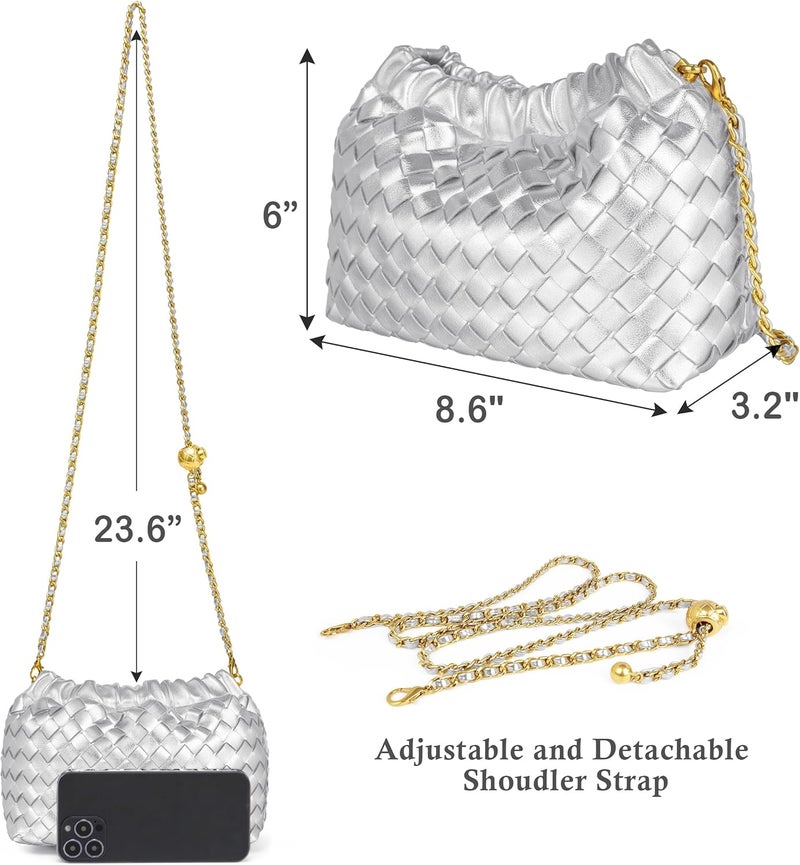 Joryin Woven Women's Crossbody Bag & Evening Purse, Trendy Dumpling Clutch & Hobo Cloud Shoulder Bag Trendy Dumpling Clutch - Image 5